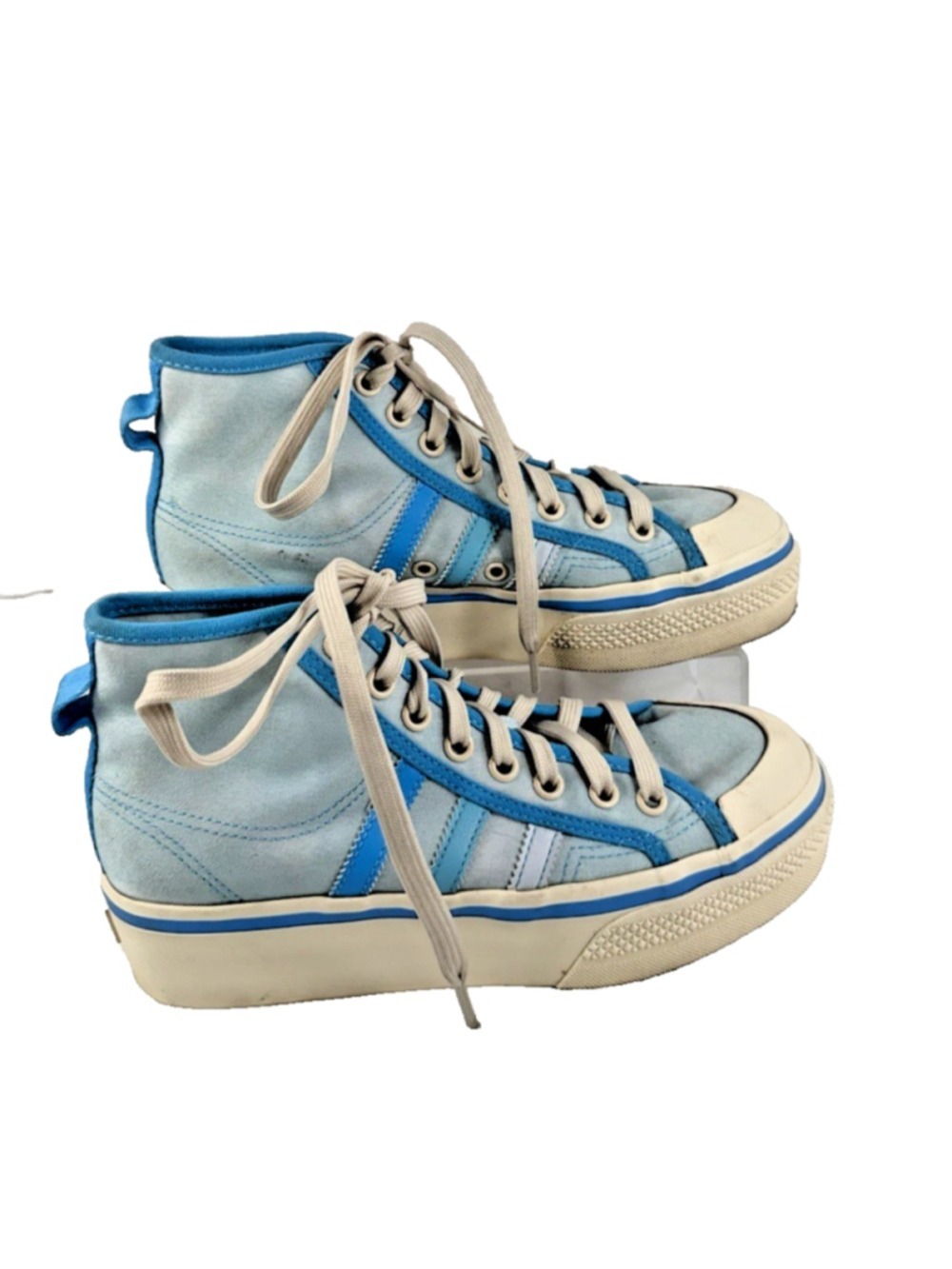 Adidas Women's Nizza Parley HiTop Sneakers US Size 6.5 Light Blue Retro BB